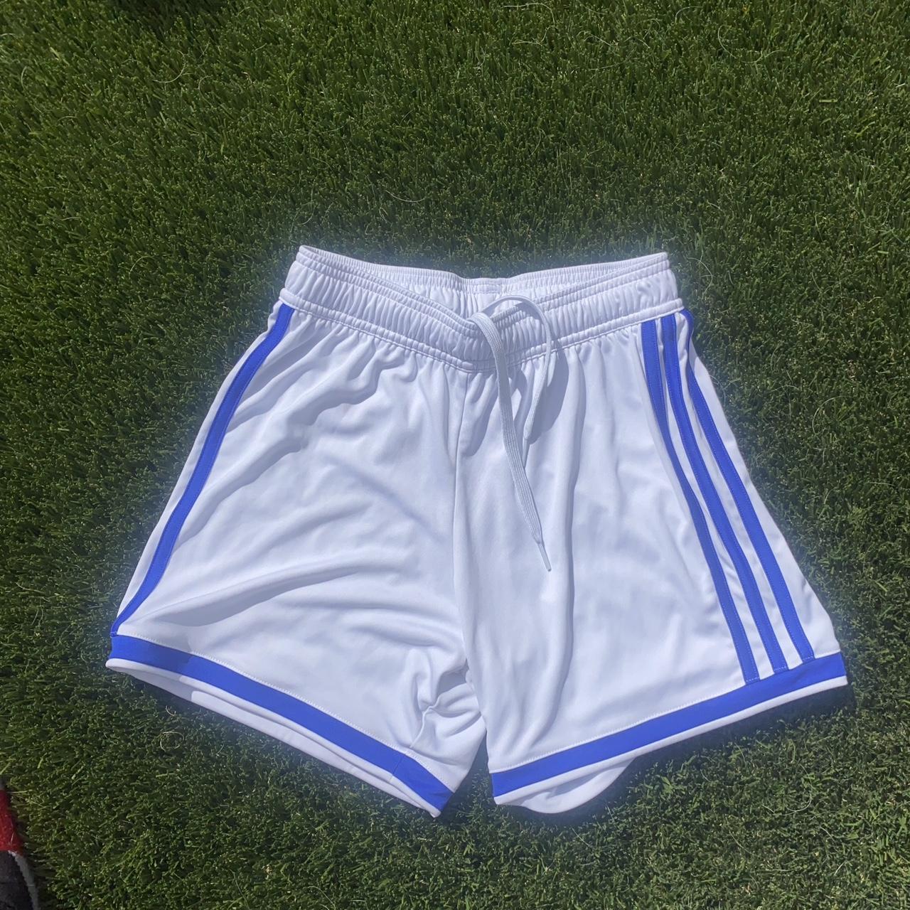 Adidas Women's White and Blue Shorts (2)