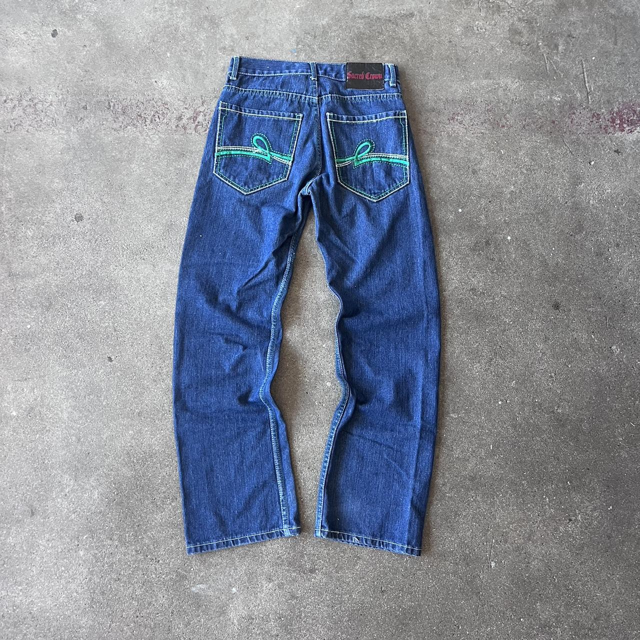 vintage y2k early 00s sacred crown jeans denim jnco... - Depop