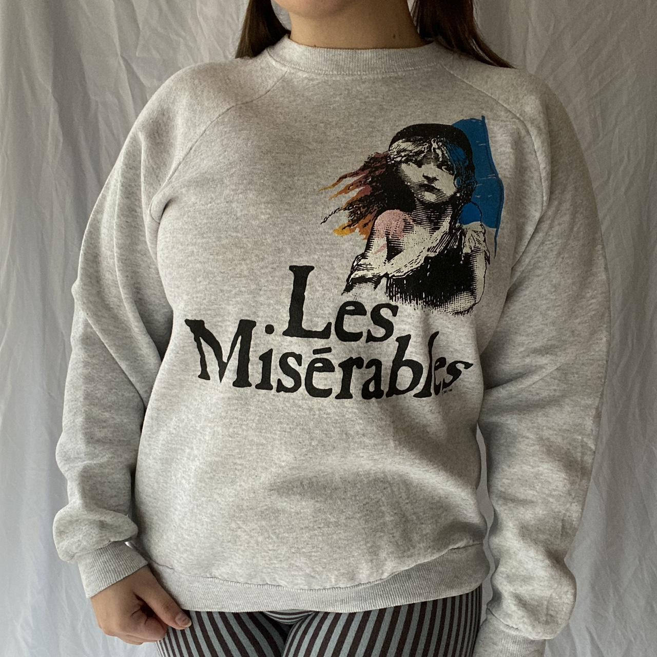 1986 Les Miserables heather gray pullover... - Depop