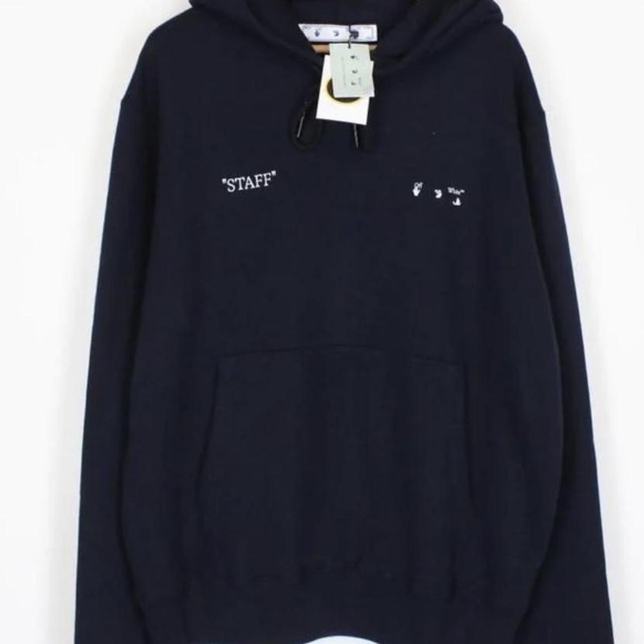 OFF WHITE STAFF SLIM NAVY HOODIE BRAND NEW NEVER