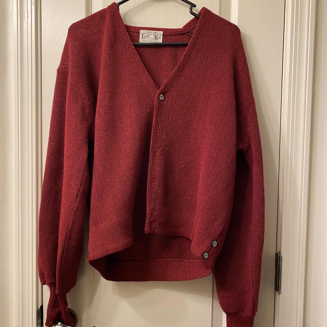 Reclaimed Vintage Men's Red Cardigan | Depop