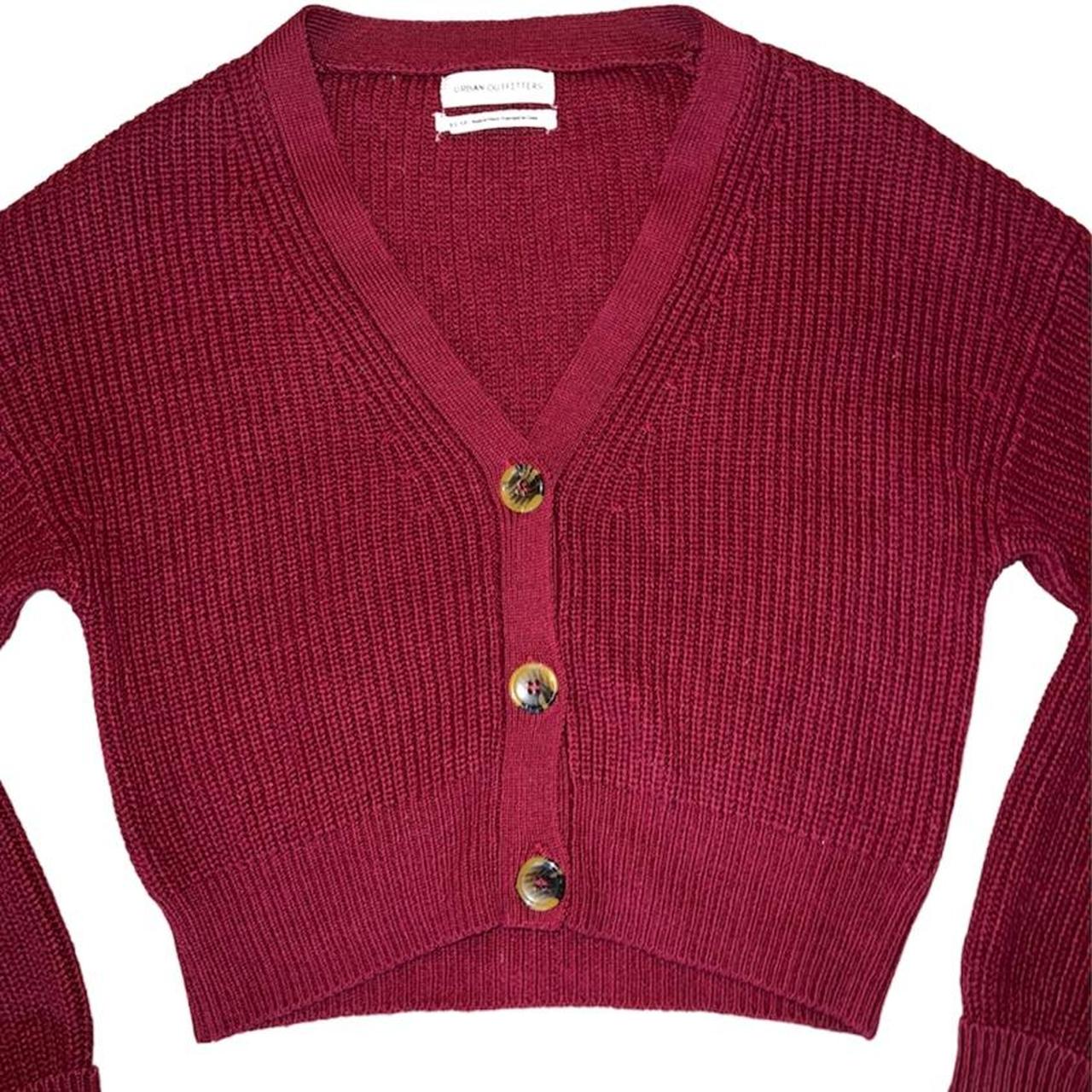 •Urban Outfitters burgundy cropped cardigan •NWOT -... - Depop