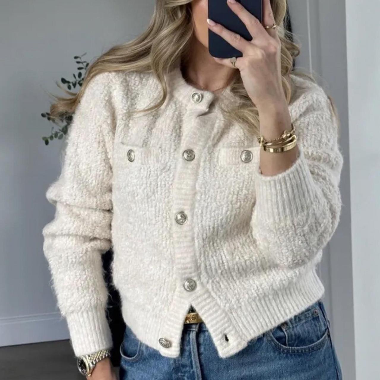 Beige sale sweater jacket