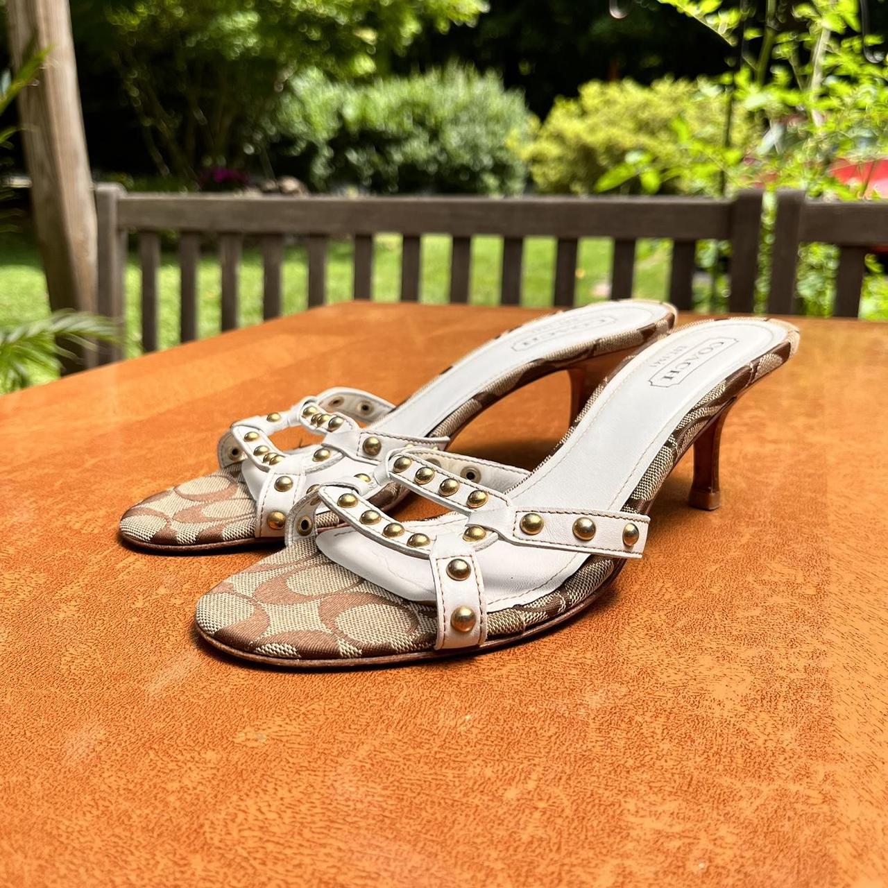 Coach Candice White Gold Open Kitten Sandals Heels Depop