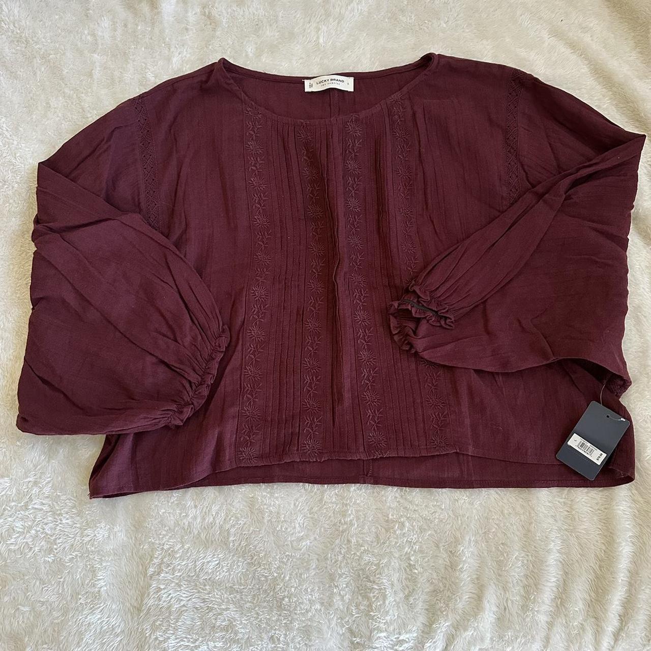 NWT Lucky Brand Embroidered Long Sleeve Blouse - New - Depop