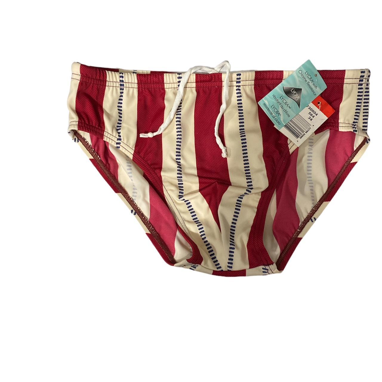 Size d Striped Swim Trunks Red & White Speedo Swim...