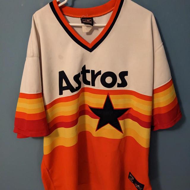 Vintage Houston Astros Rainbow Zip Up Cardigan 70s - Depop