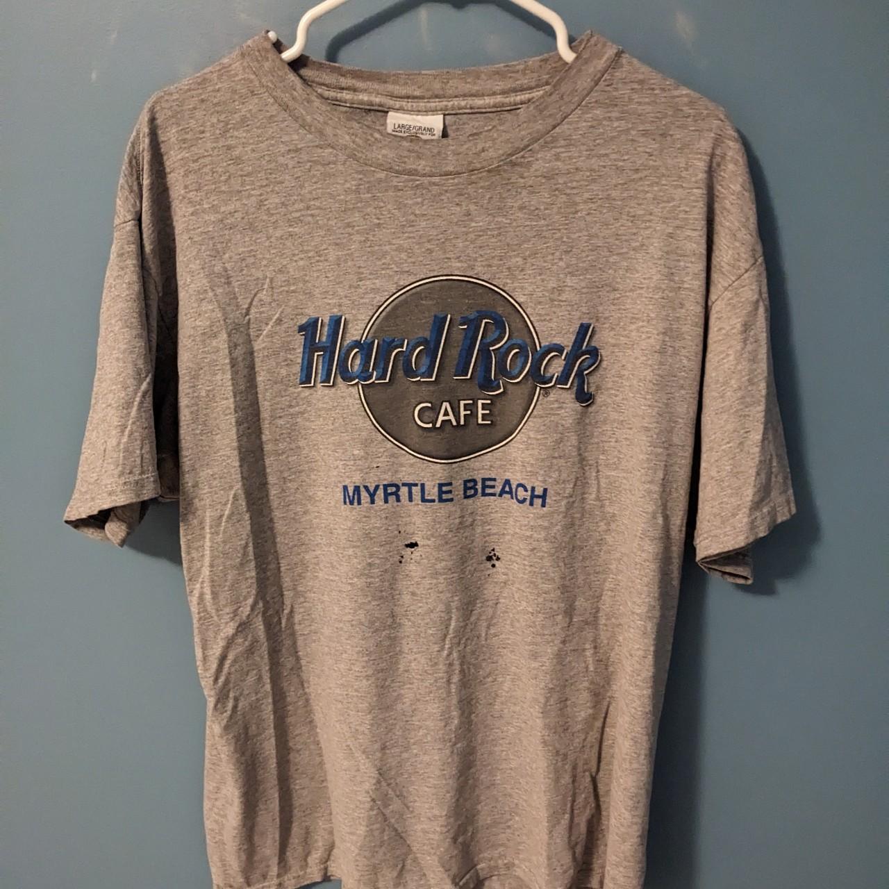 Hard Rock Cafe Men's Grey and Blue T-shirt | Depop