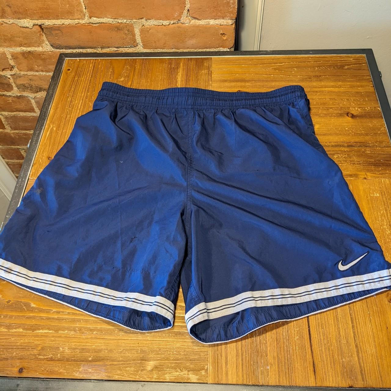 Vintage Blue Nike Shorts. Size Medium on a white... Depop