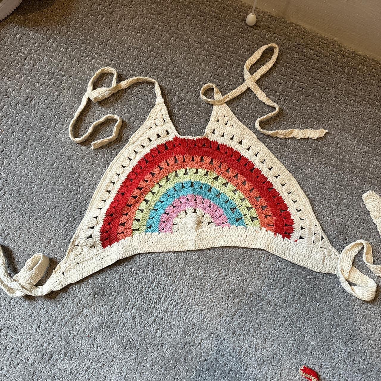 Lovers + Friends Rainbow Crochet Halter Top Size - Depop