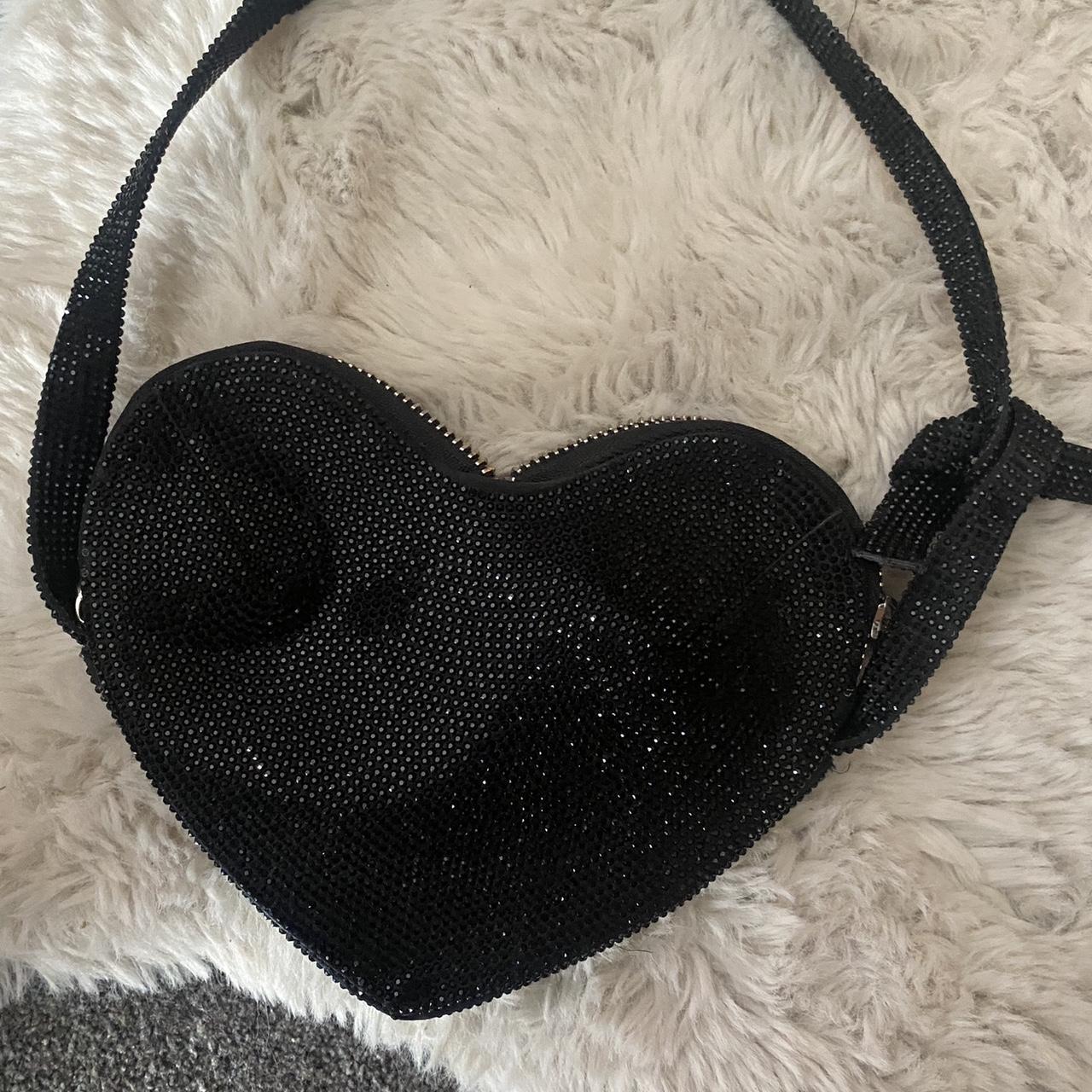 Zara heart shaped rhinestone bag great condition - Depop