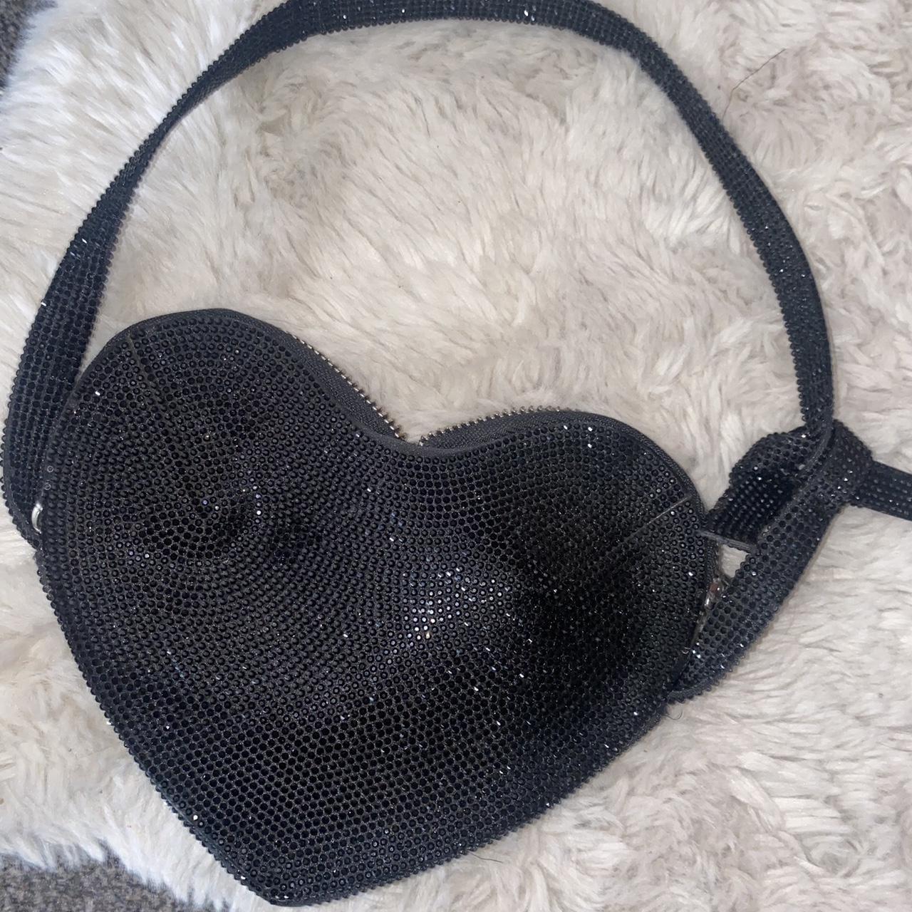 Zara heart shaped rhinestone bag great condition - Depop