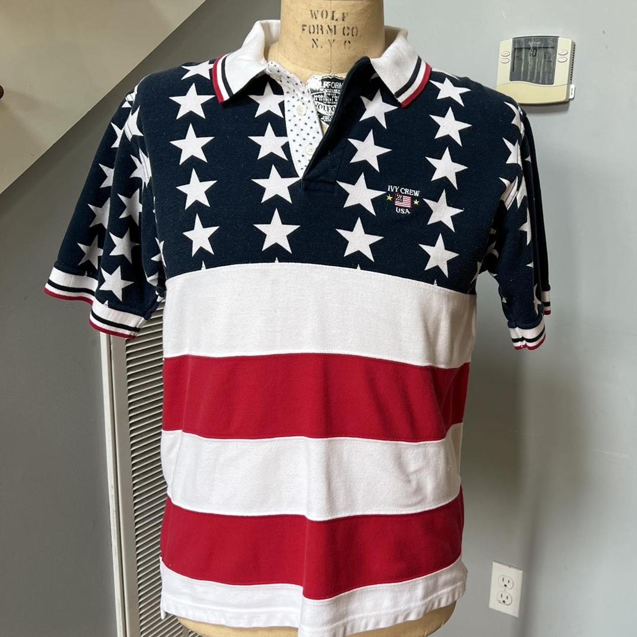 Vintage ivy crew 100 cotton polo. American flag