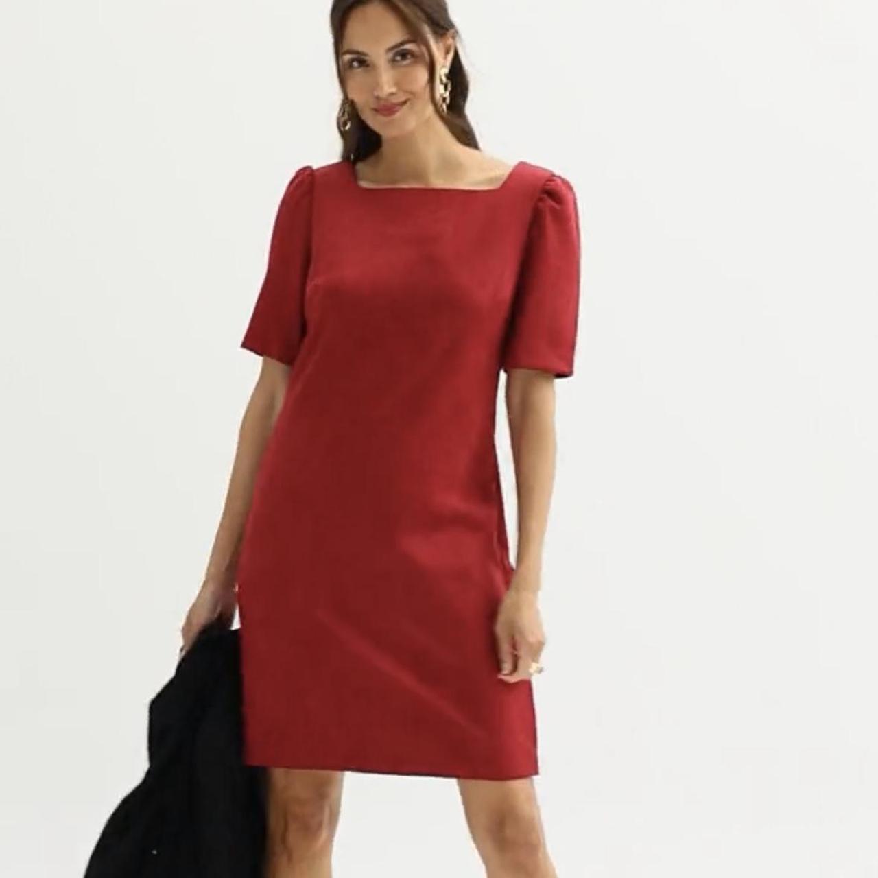 Red suede dress online