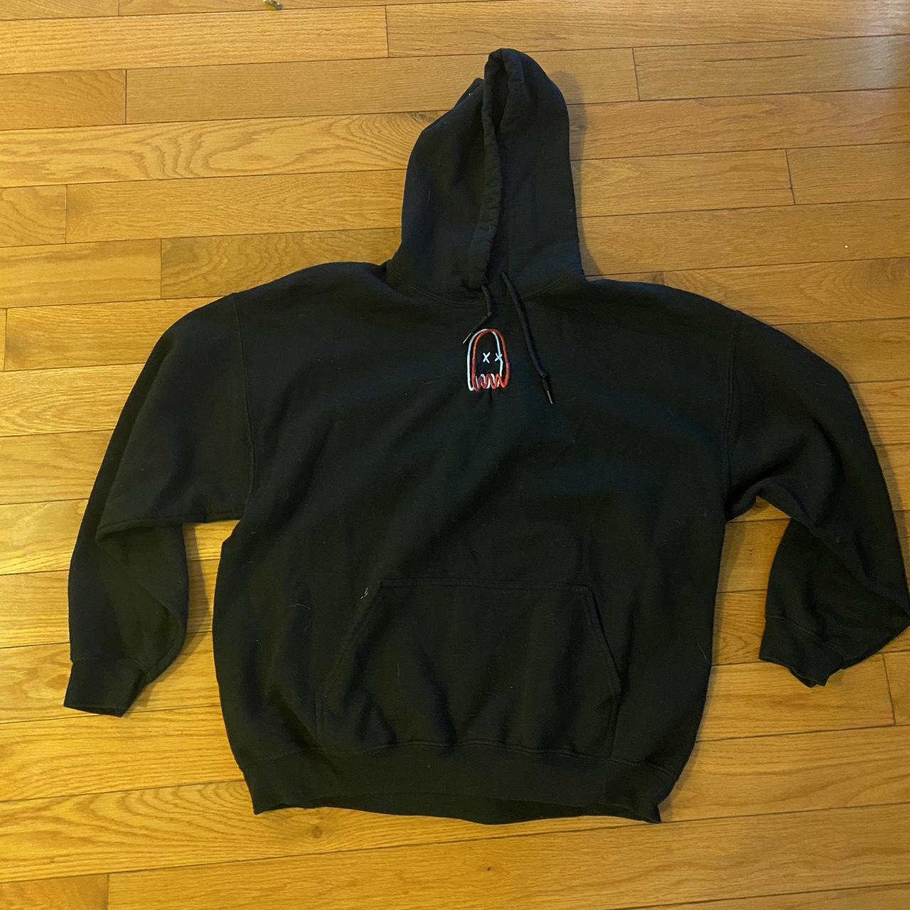 Black Hoodie with a Tiktok Embroidered Ghost... - Depop