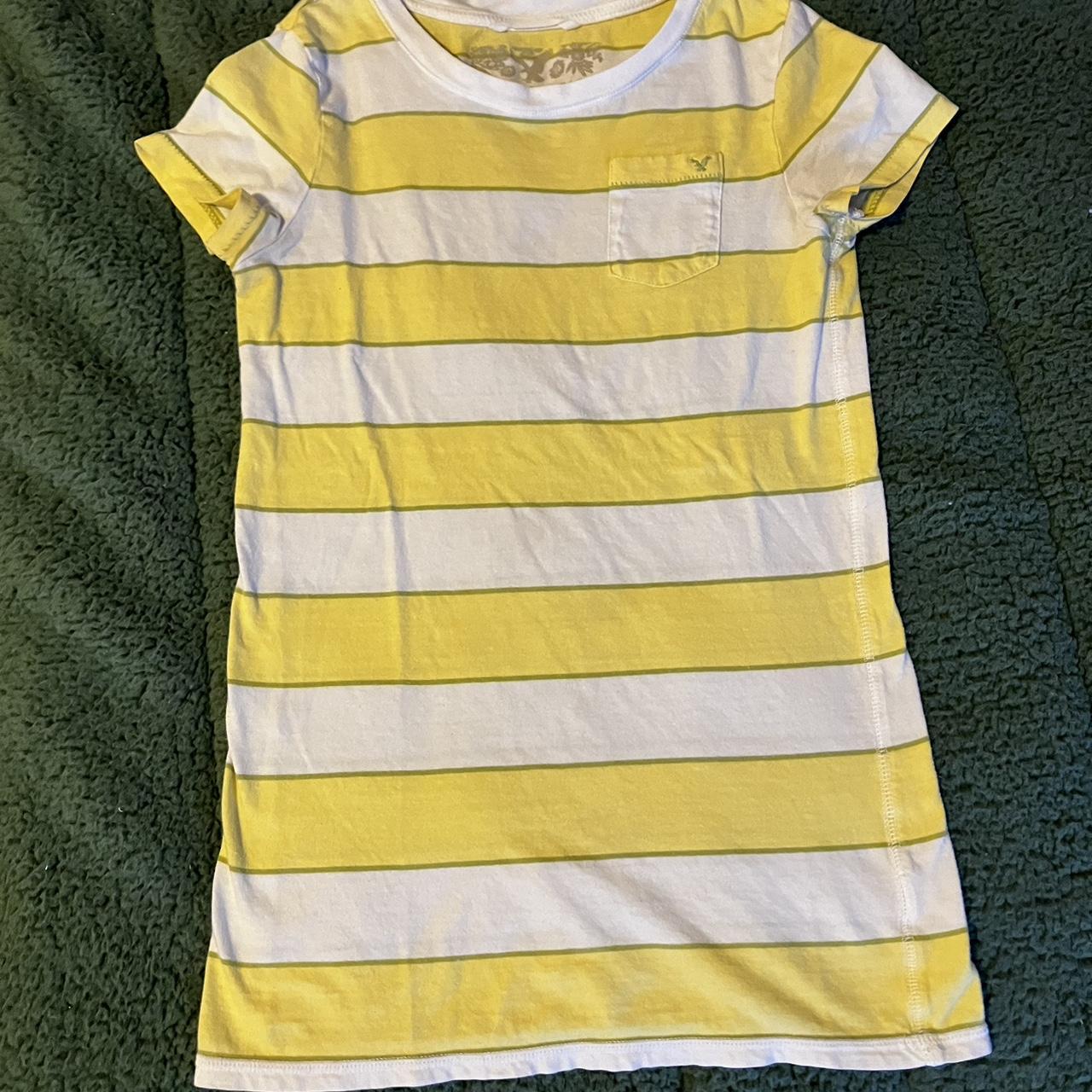 american eagle yellow and white striped shirt