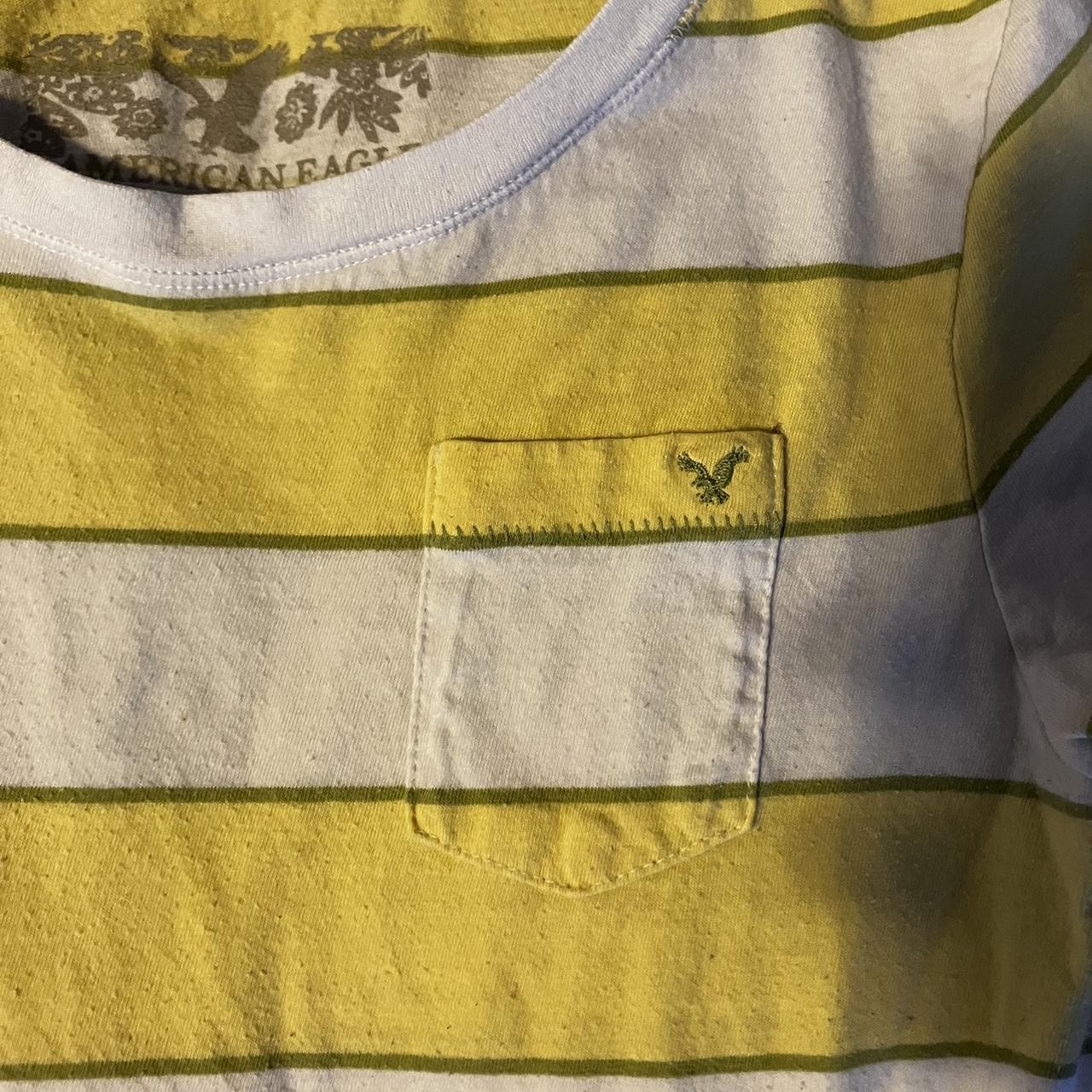 american eagle yellow and white striped shirt