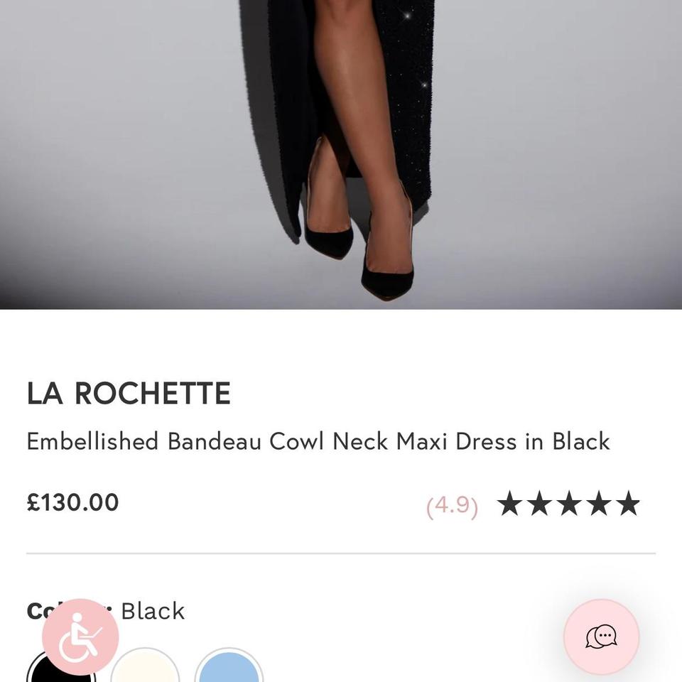 La Rochette Embellished Bandeau Cowl Neck Maxi Dress in Black