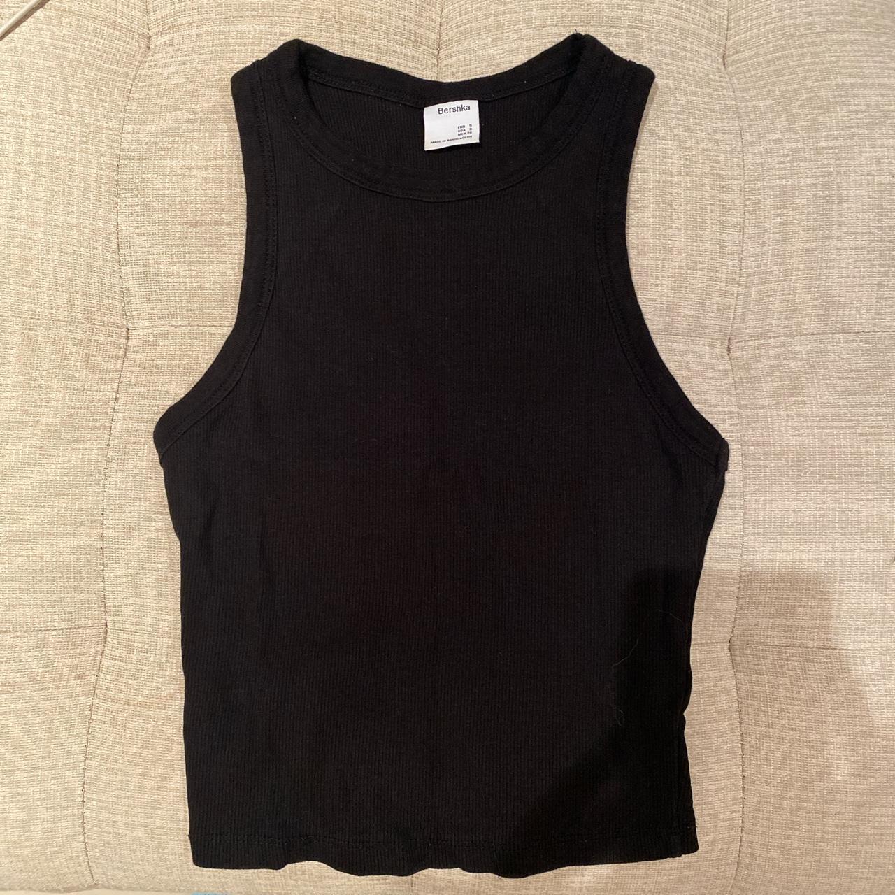 Bershka cropped tank top in black, hugs the body so... - Depop