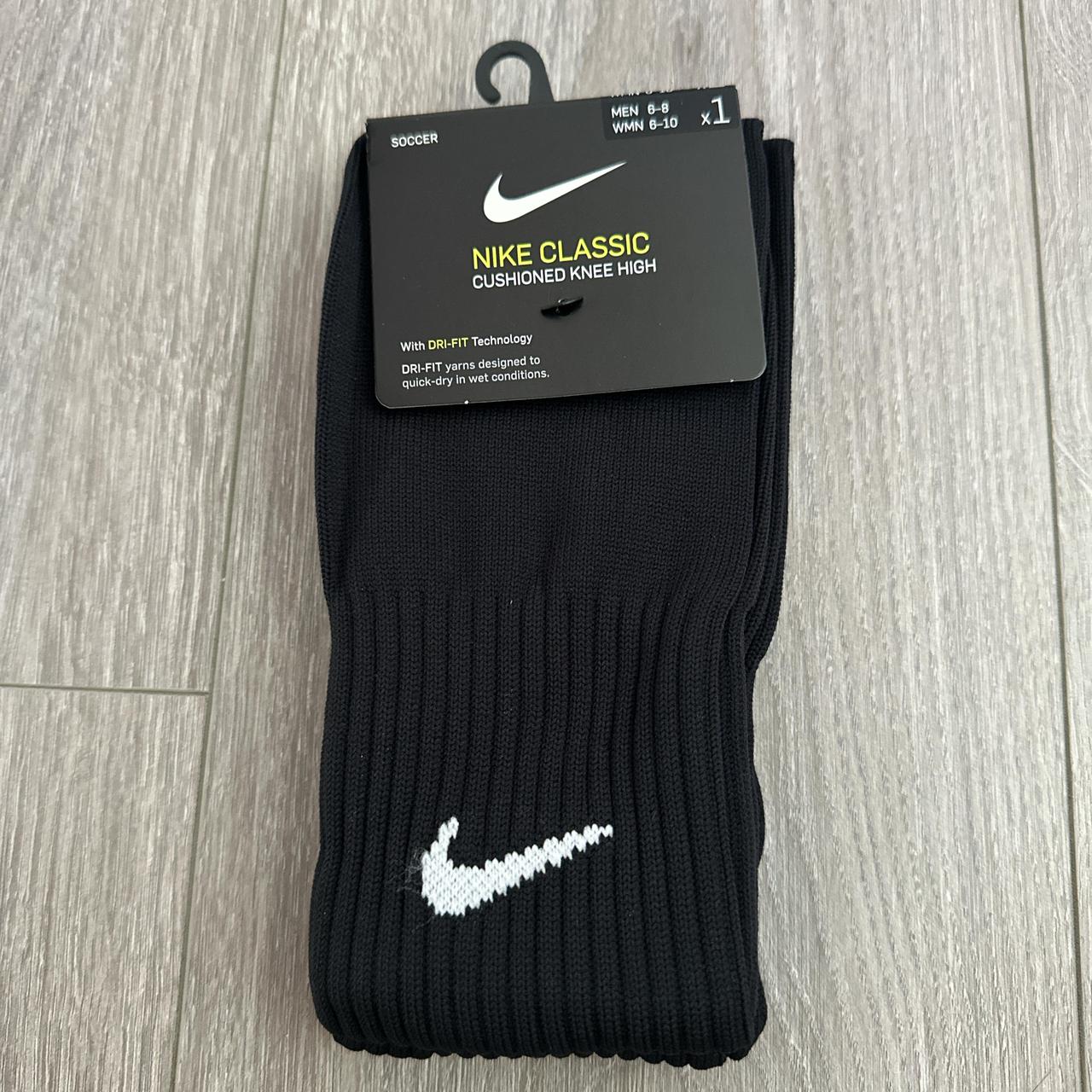 black nike soccer socks size - men 6-8; women 6-10... - Depop