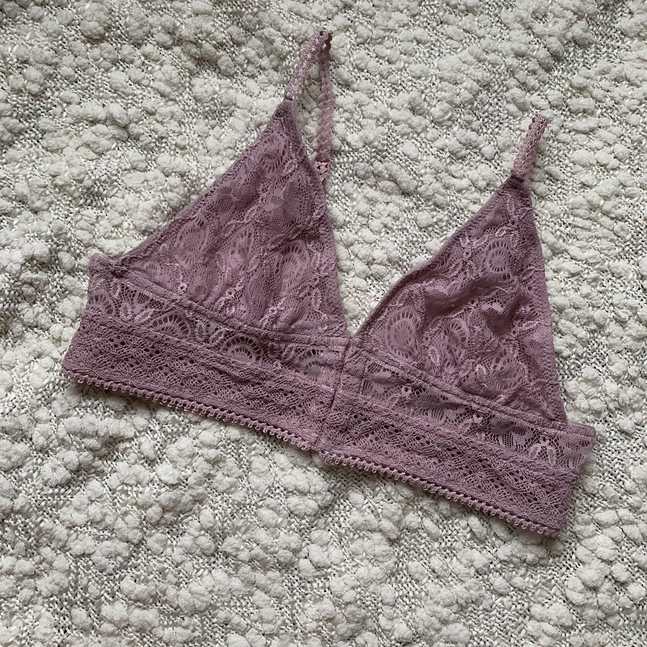 dark purple lace bralette with front buttons. - Depop