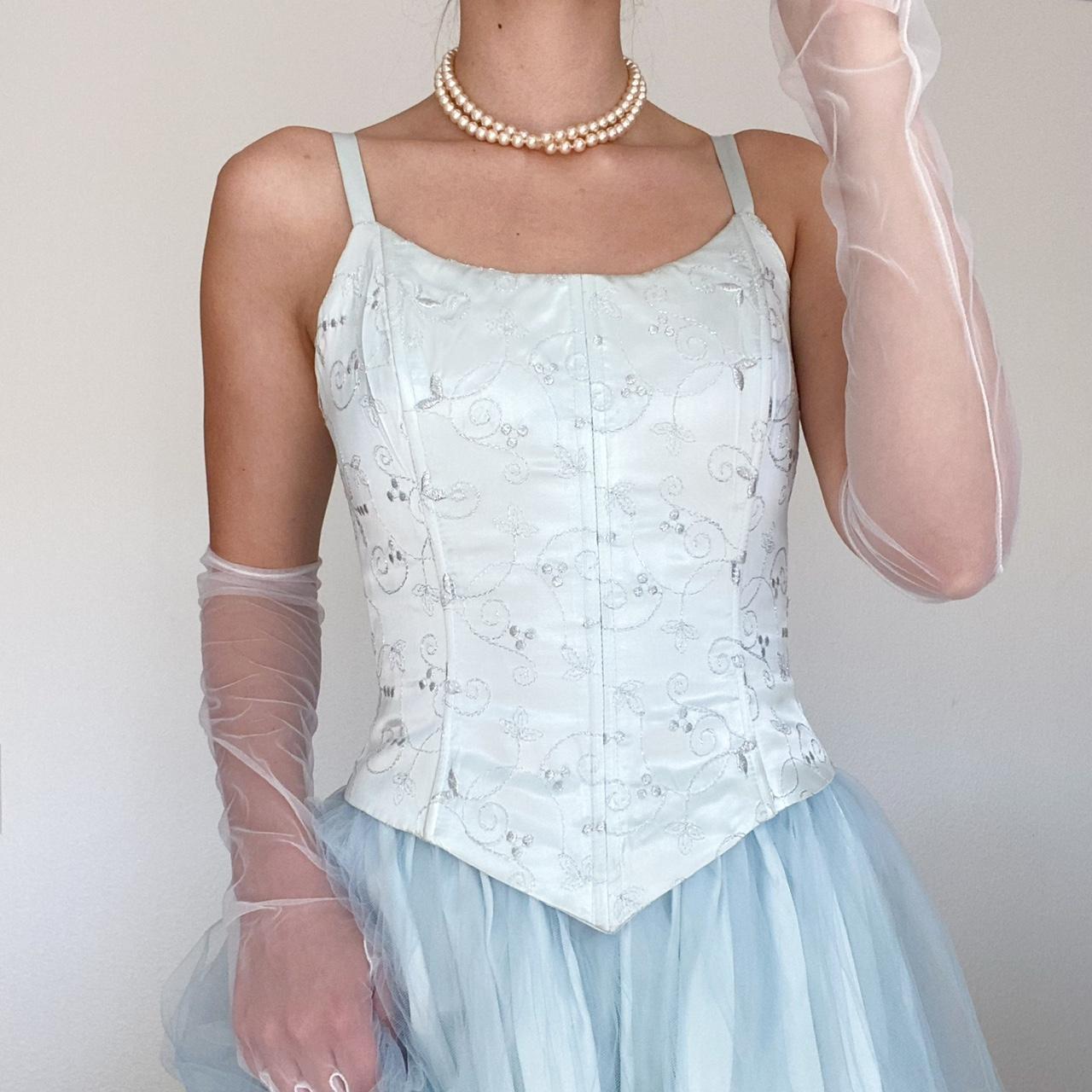 Y2K babydoll prom dress light blue maxi dress with... Depop