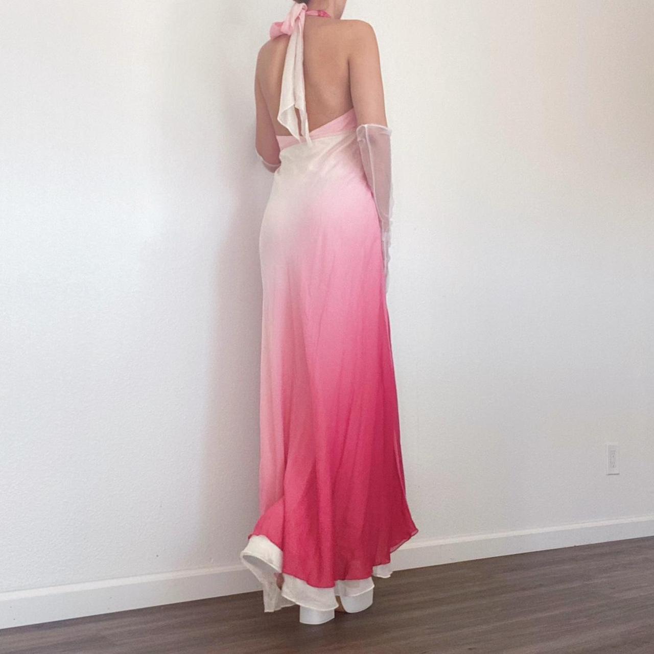 Women's Pink and White Dress Depop