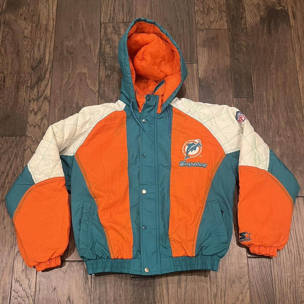 Starter Men's Orange and White Jacket Depop