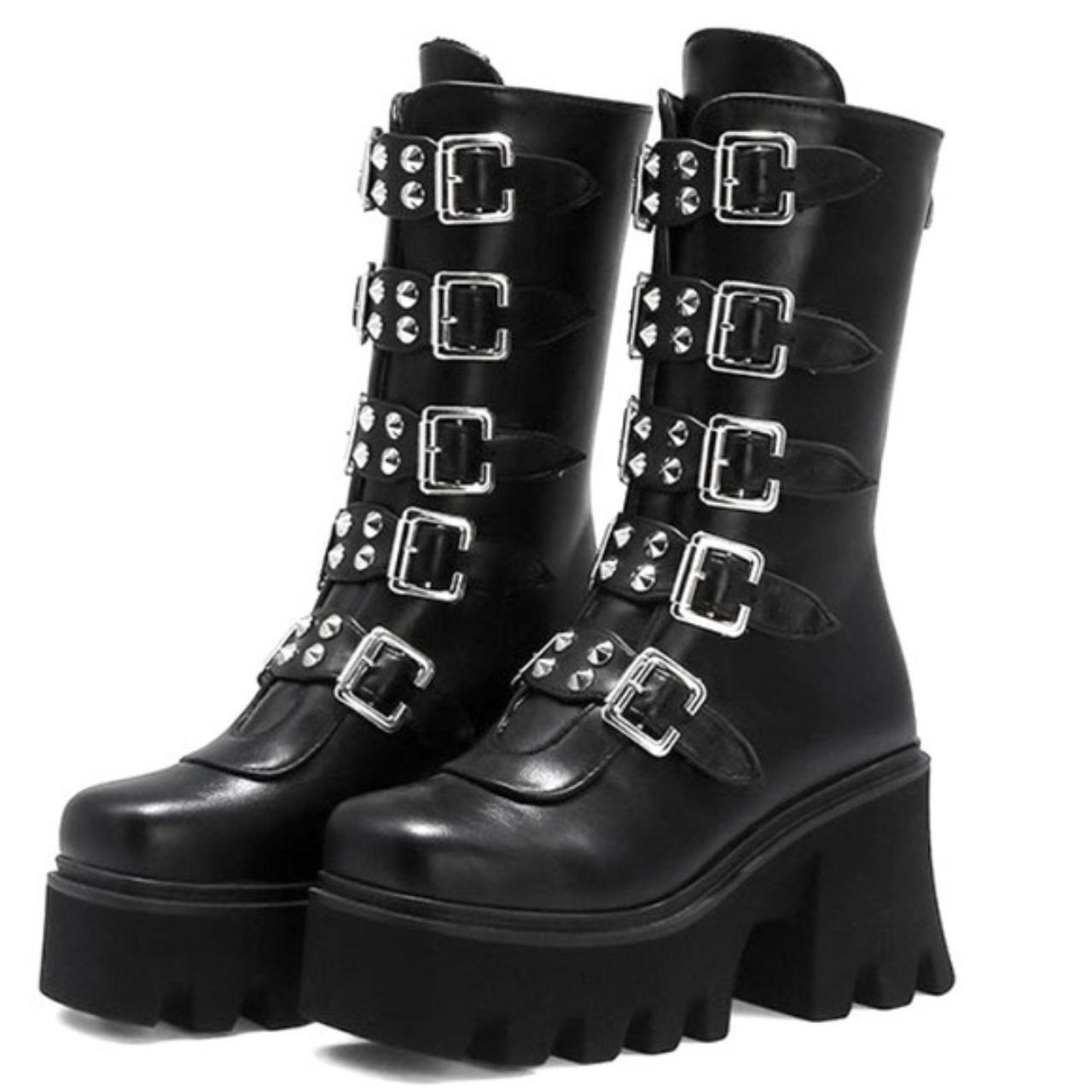 Gothic biker punk boots Size 9/9.5M I couldn’t find... - Depop