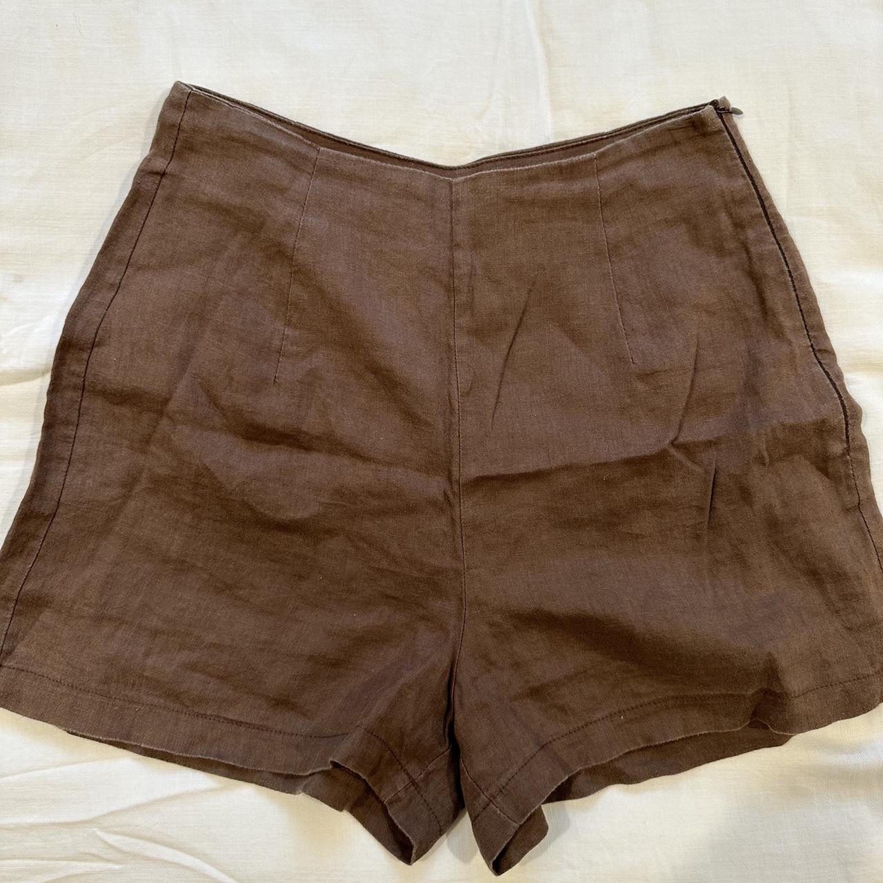 Dissh Brown linen shorts Chocolate brown, good... Depop