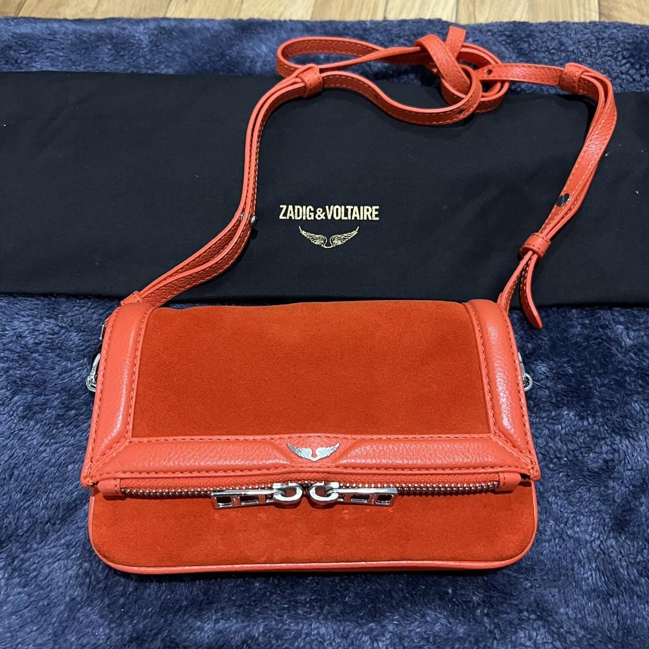 Zadig & Voltaire Women's Orange and Silver Bag Depop