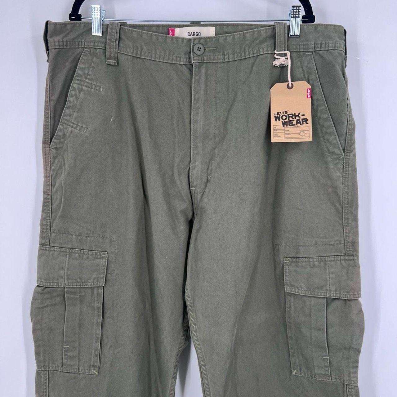 Levi's Men's Straight Leg Workwear Cargo Pants Olive... - Depop