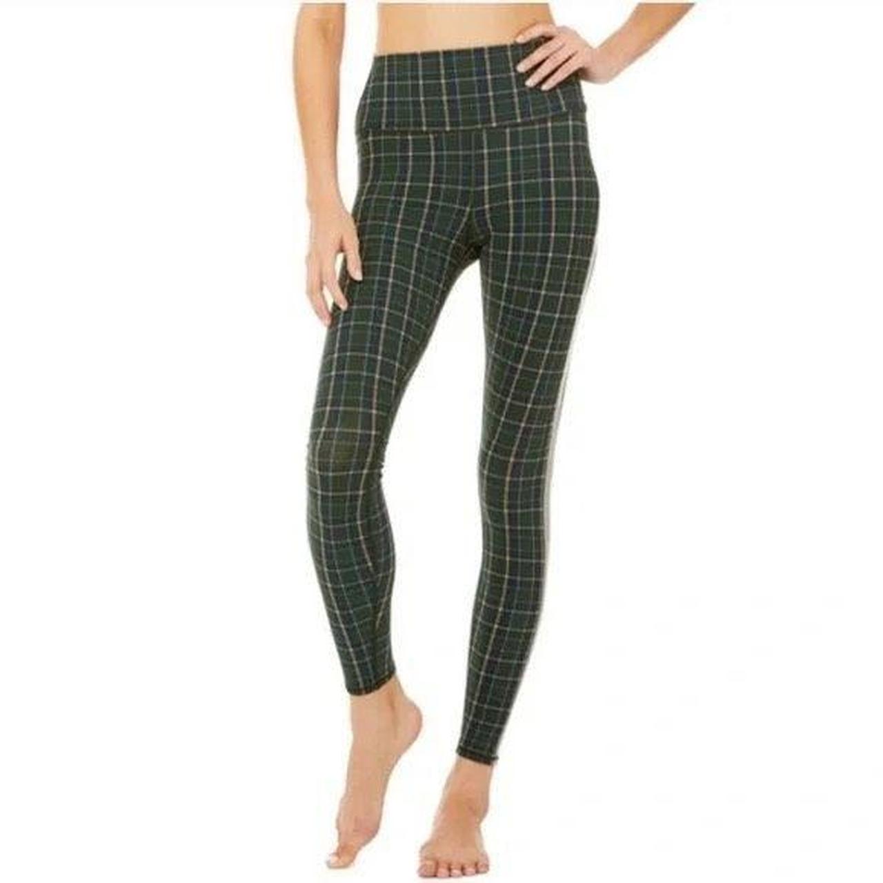 Alo Women's Plaid Wide Elastic Waistband Yoga - Depop