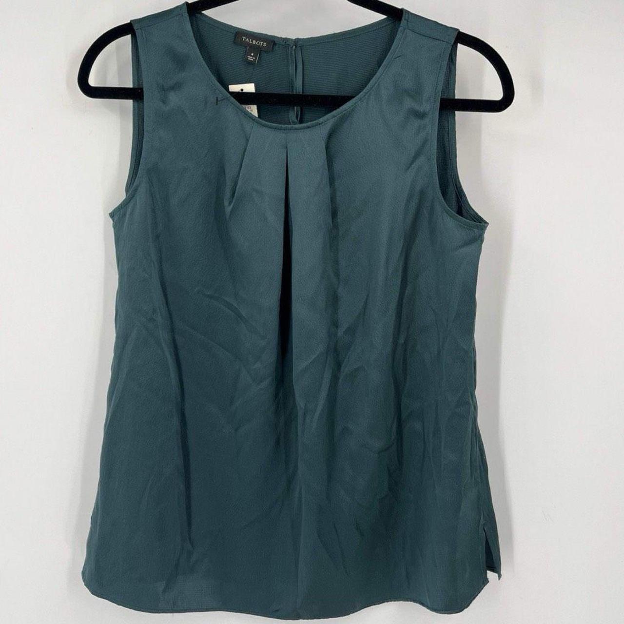 Talbots Women's Silk Sleeveless Pleated Tank Depop