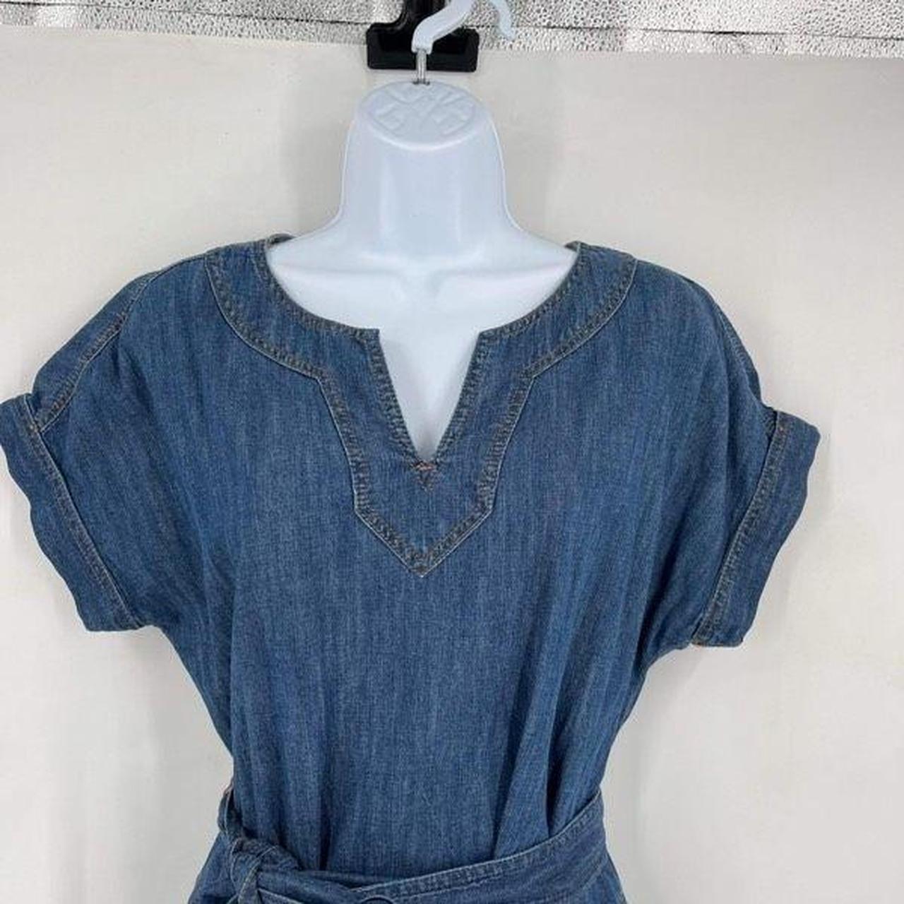Talbots DENIM TIE WAIST SHIFT DRESS size Depop