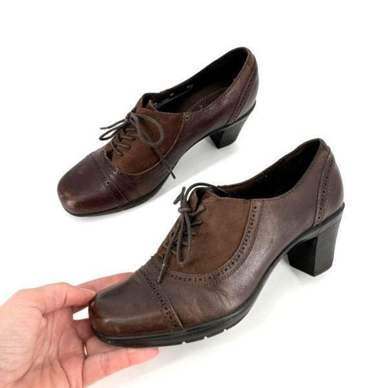 Clarks Women s Leather Block Heel Leather Brogue
