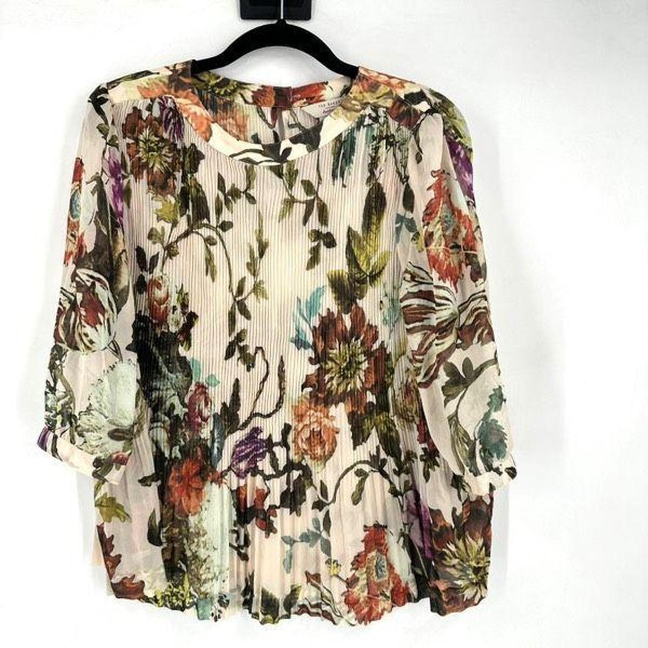 Ted Baker Floral-Print top Pleated Top sz 4