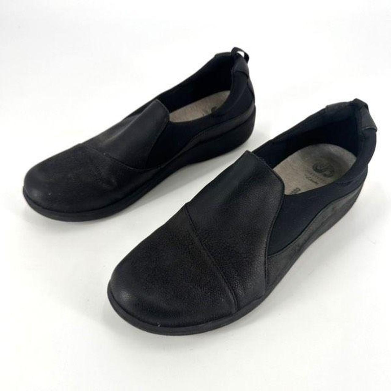 Clarks Sillian Paz black flats slip on shoes