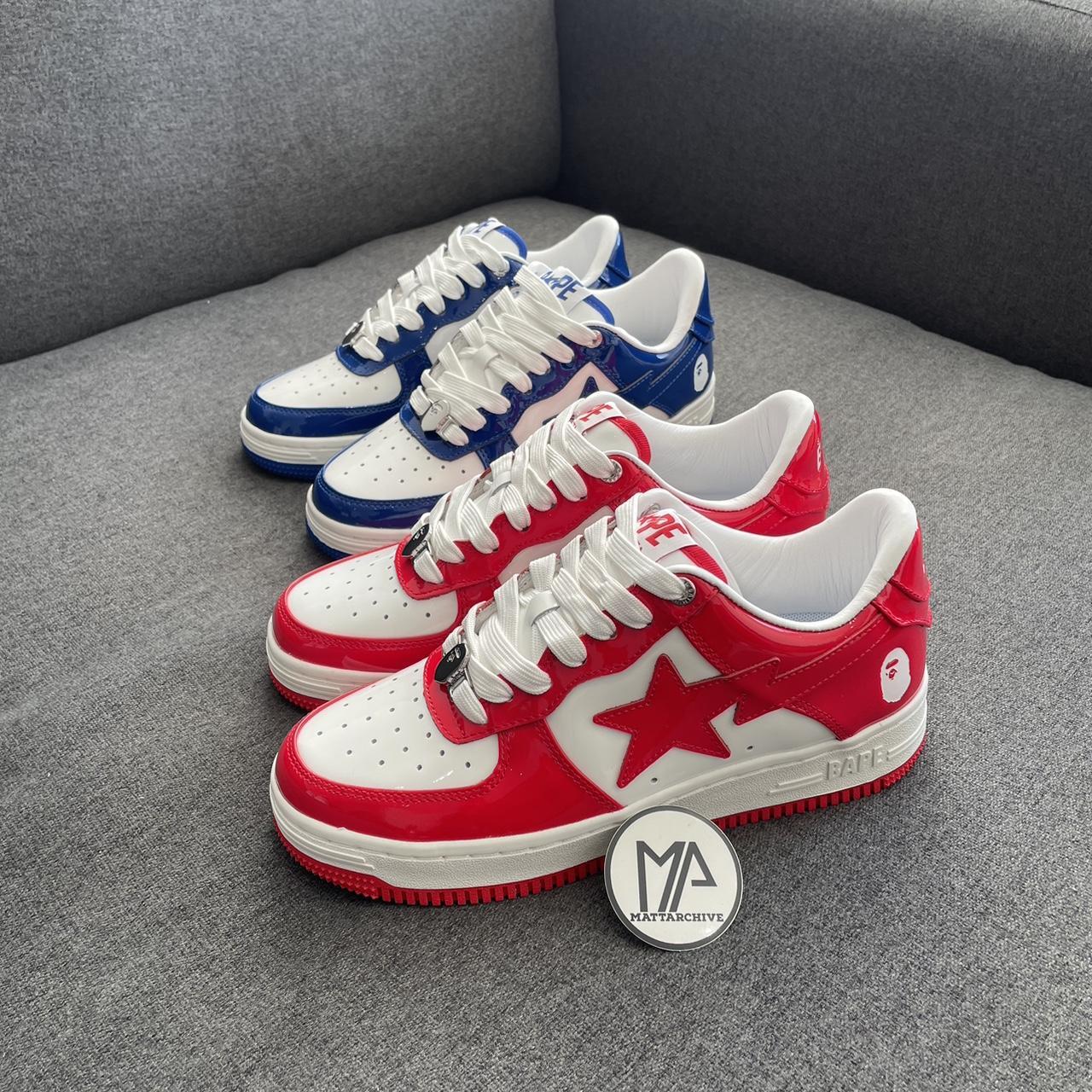 BAPE Women's Red and White Trainers | Depop