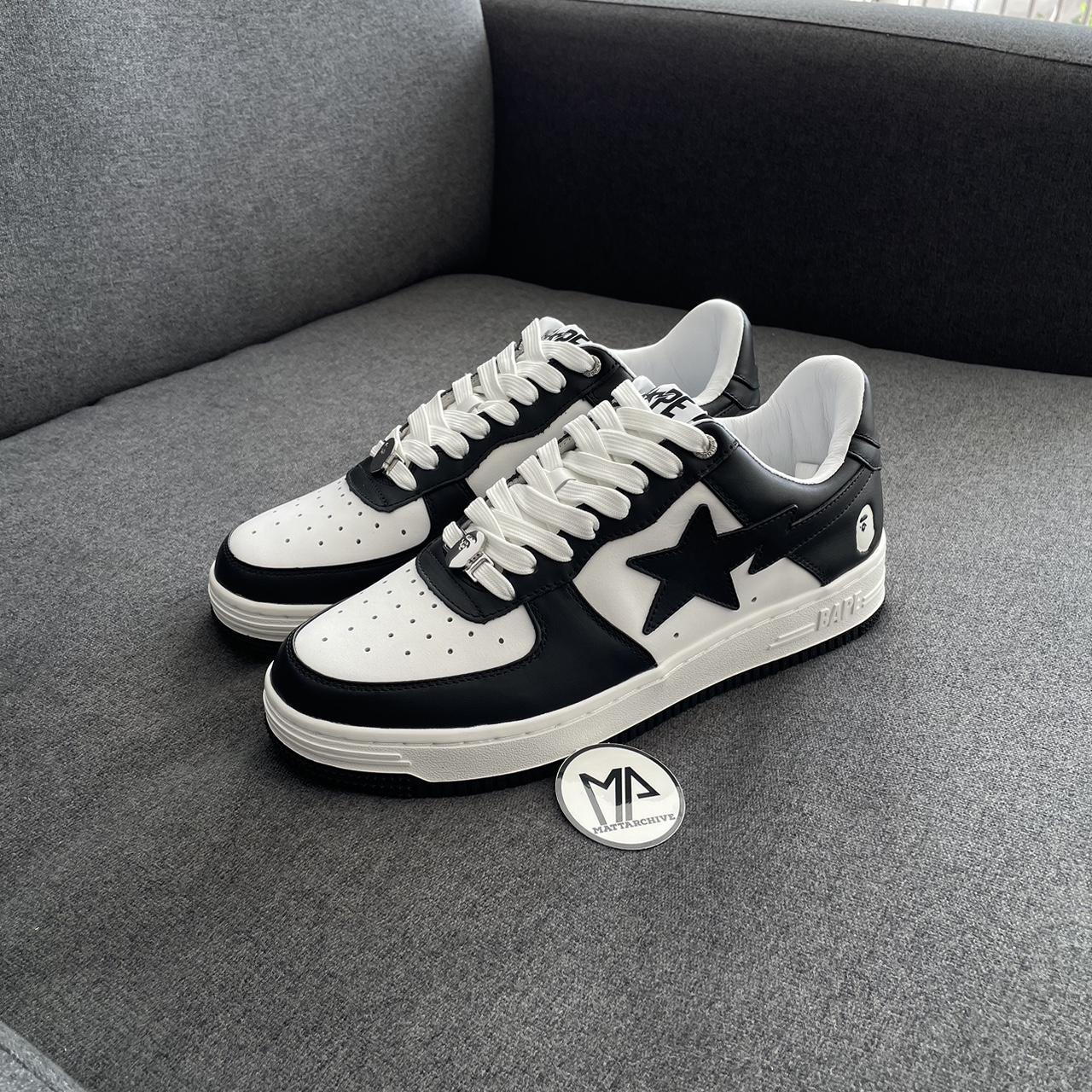 Bape Black and white trainers A bathing ape bape... - Depop