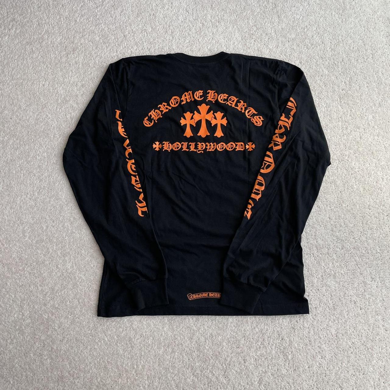 Chrome Hearts Men's Black and Orange T-shirt | Depop