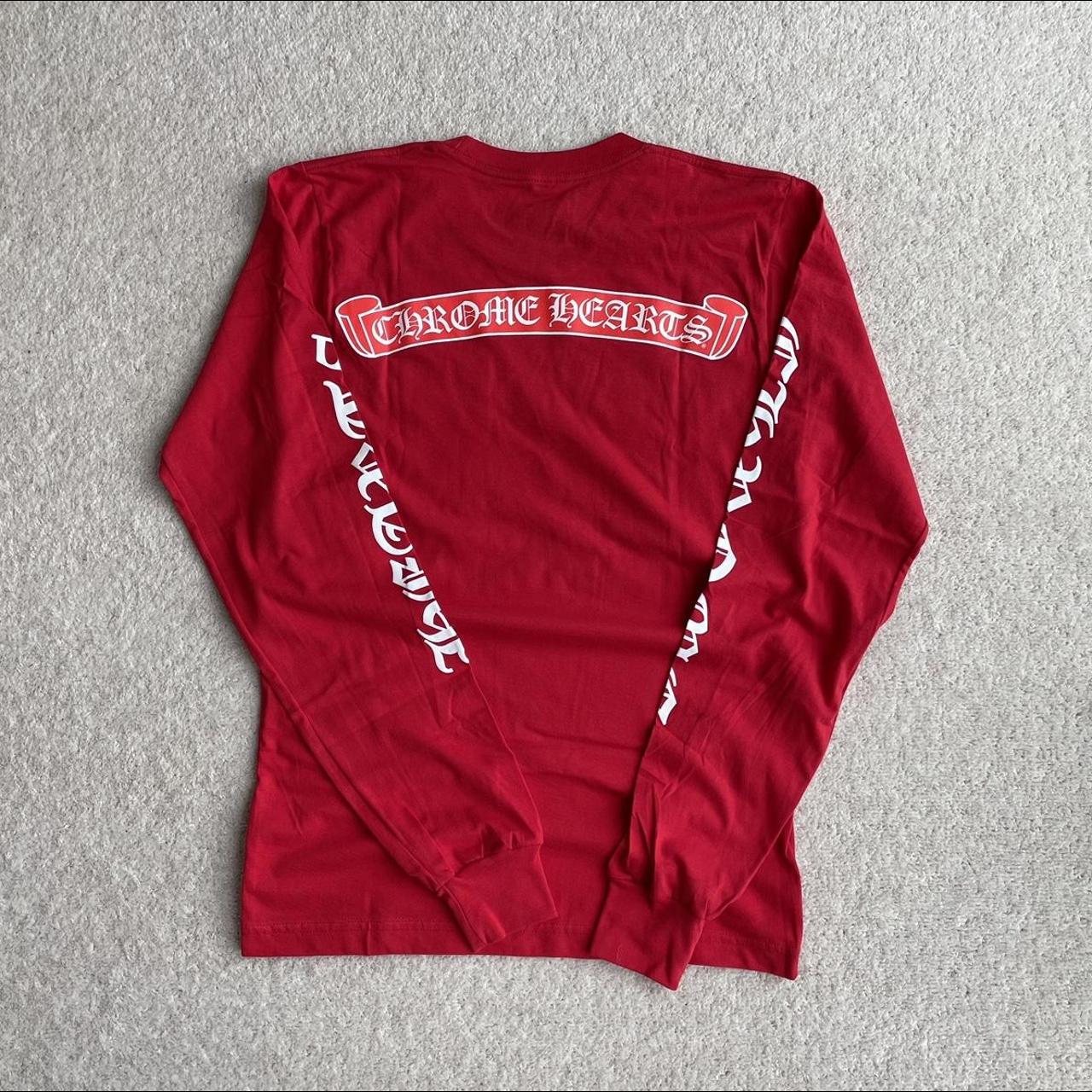 Chrome Hearts Men's Red and White T-shirt | Depop