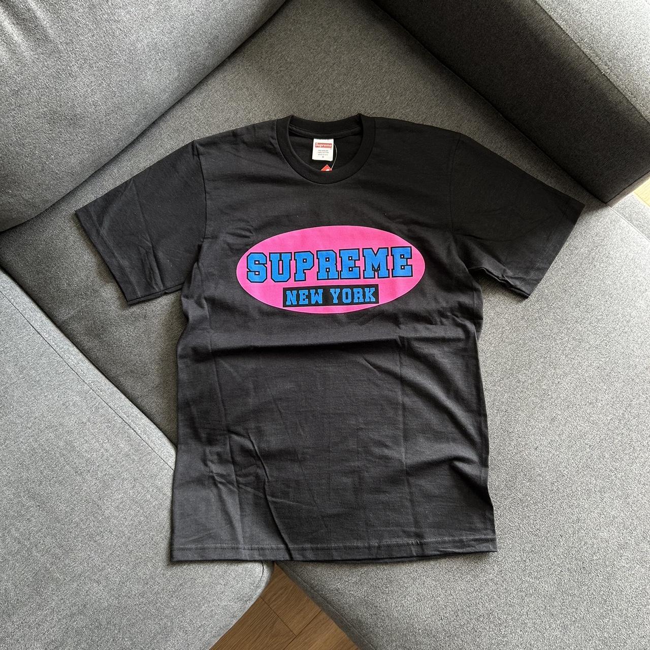 Supreme newyork tee Supreme black and pink tshirt S - Depop