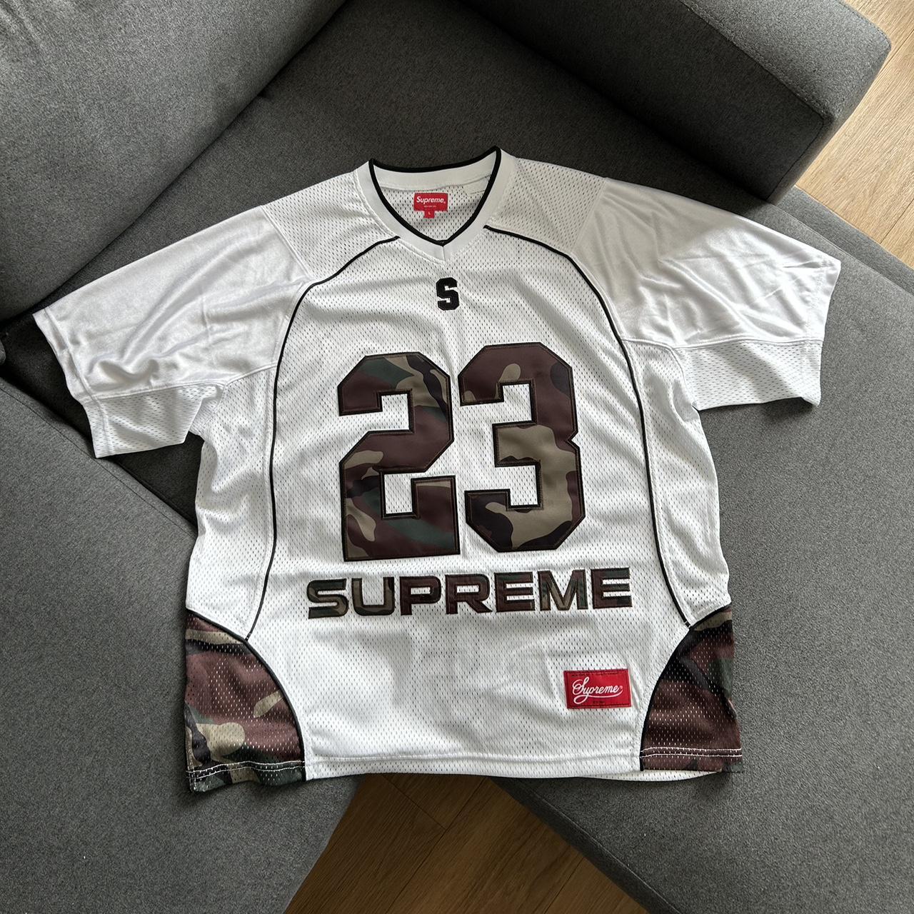 Supreme hockey jersey Supreme white and camo perfect... - Depop