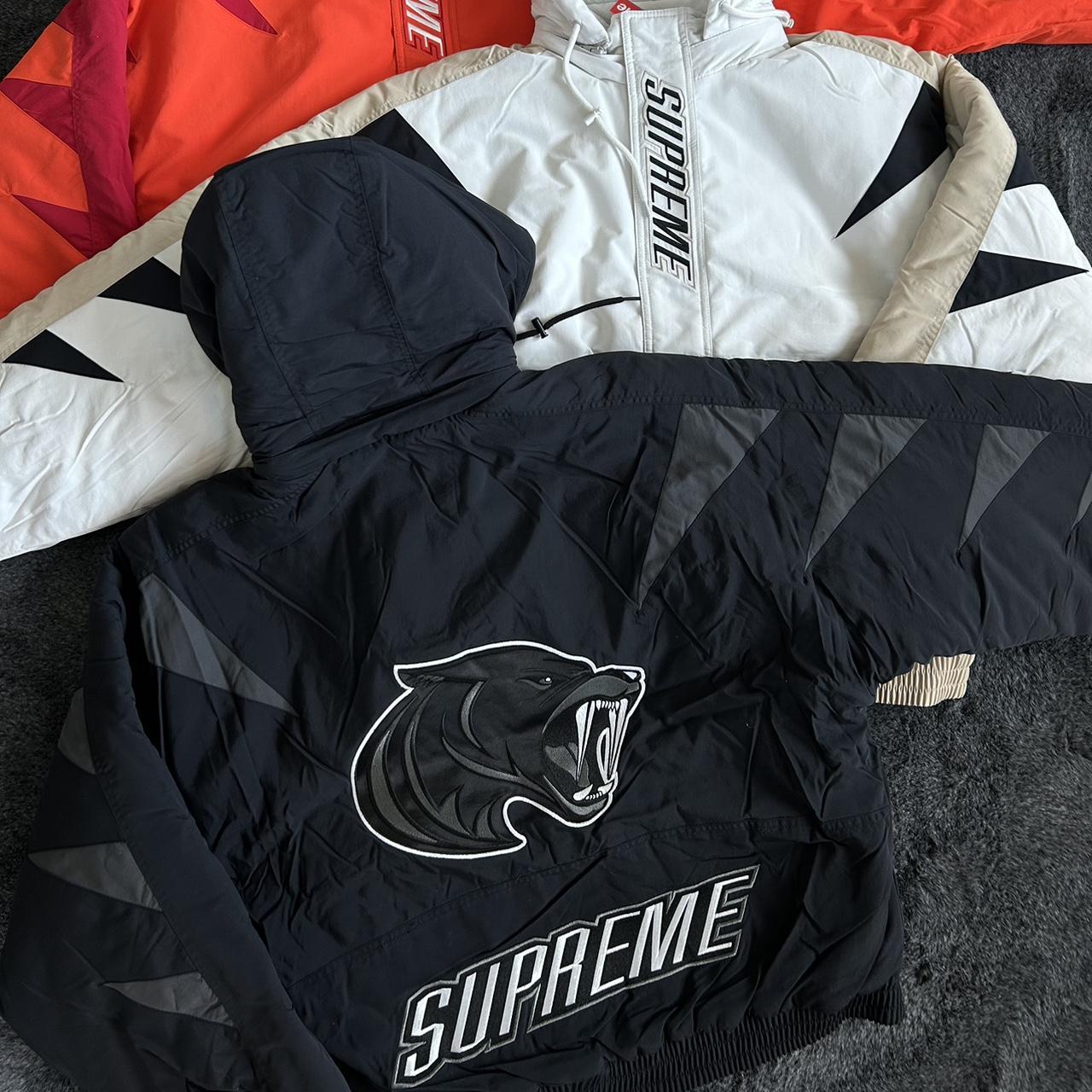 Supreme wildcat sideline Puffer jacket Grey black... - Depop