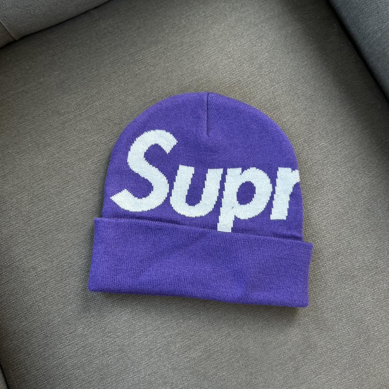 Supreme purple big logo beanie Brand new One size... - Depop