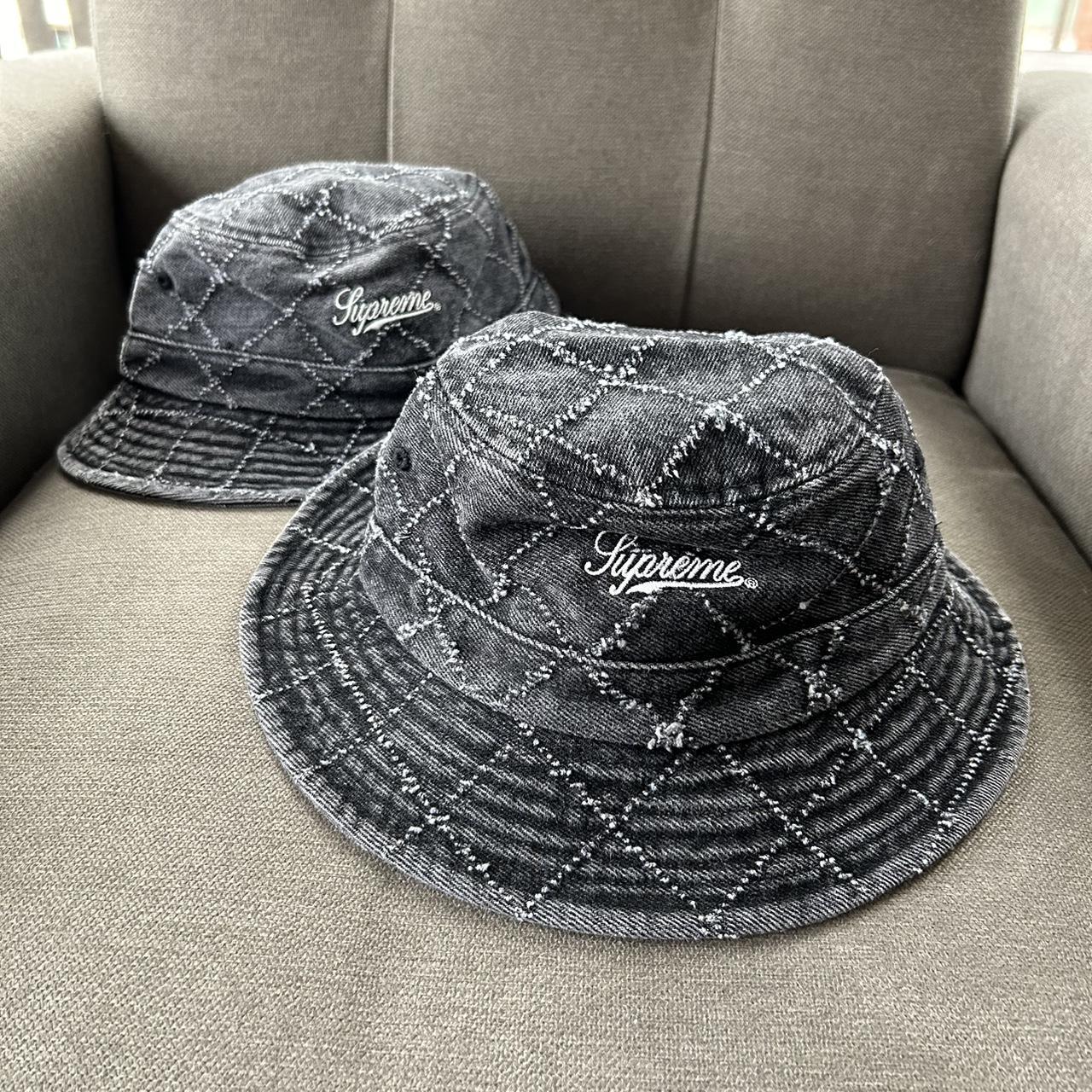 Supreme blue punched denim crusher hat Supreme black - Depop