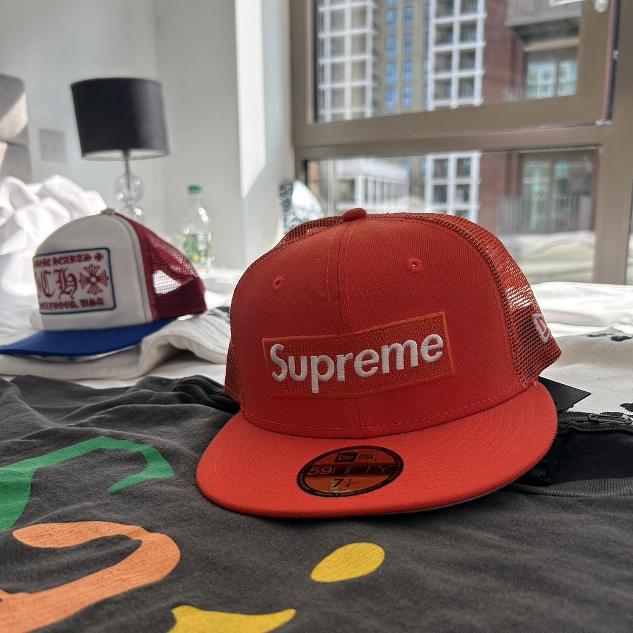 Supreme orange new era box Logo hat Brand new Depop