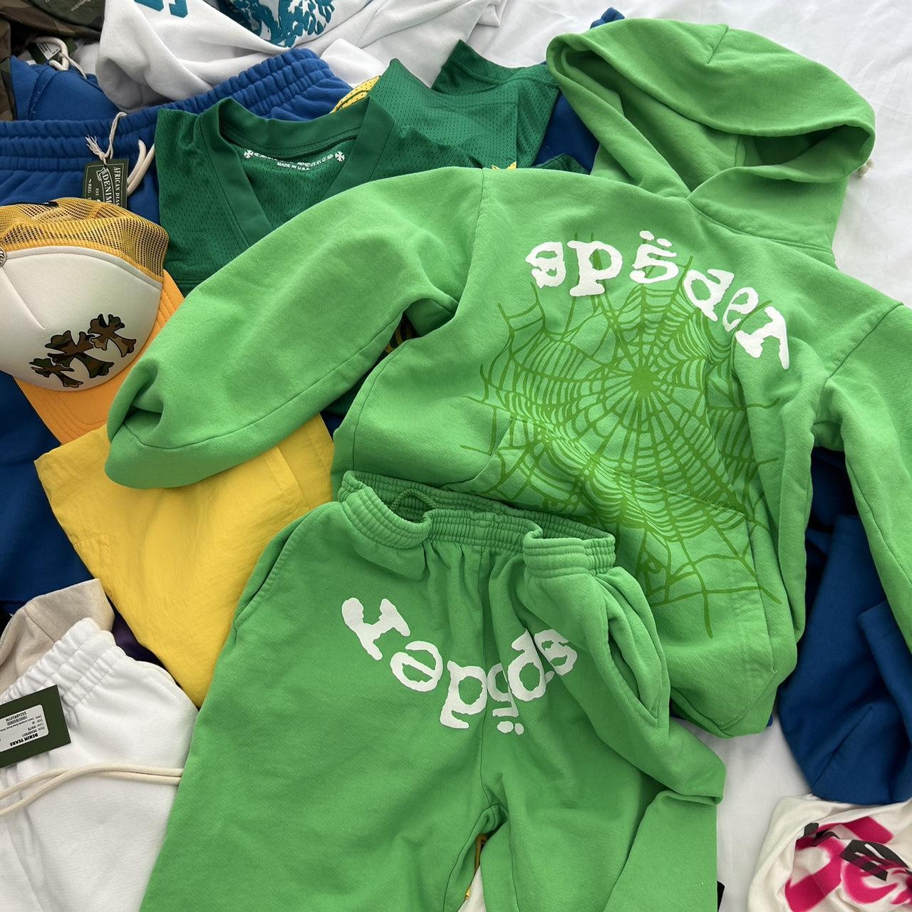 Green Foam Printing Sp5der Young Thug 555555 Angel Hoodies