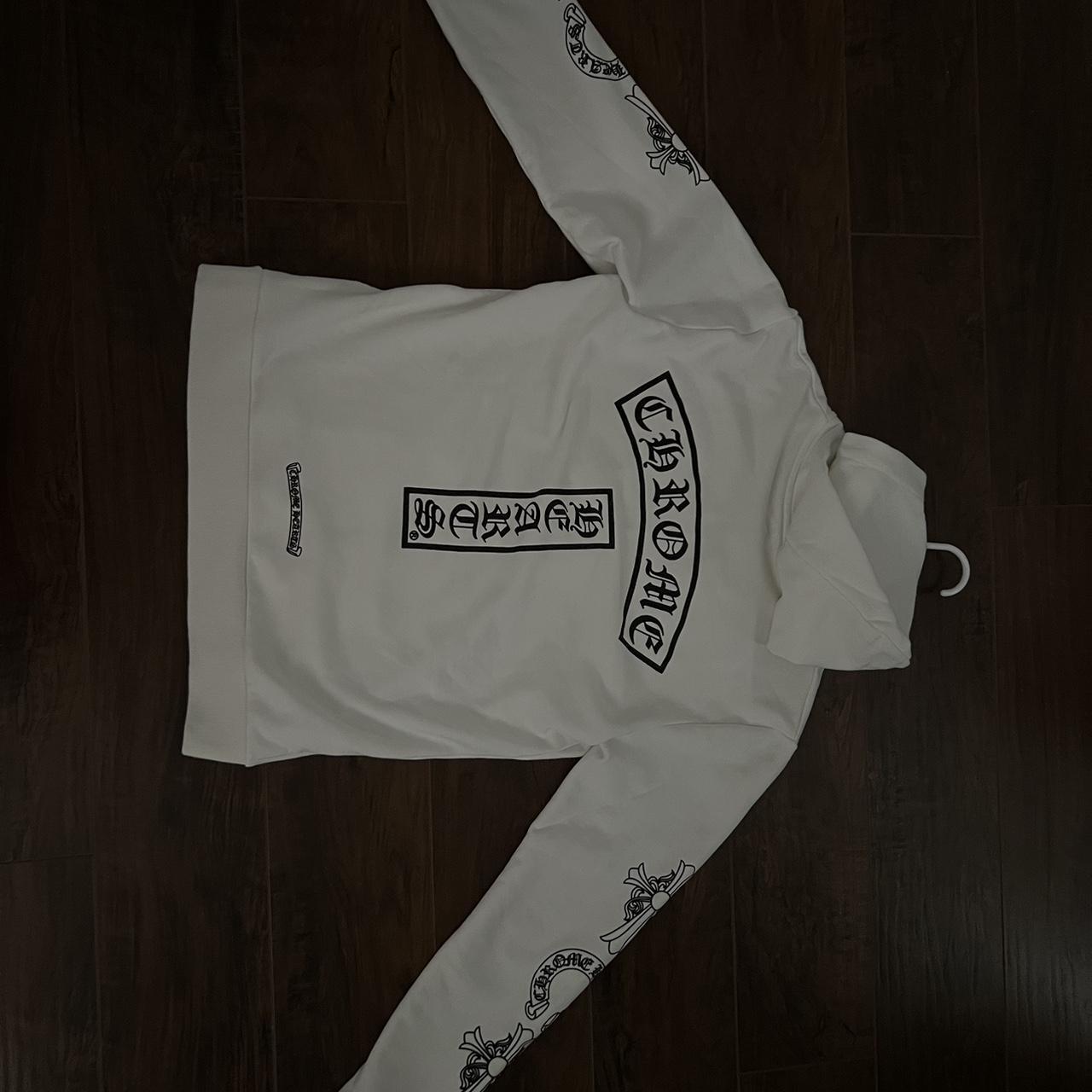 Chrome hearts rare cross T hoodie in white Size... - Depop